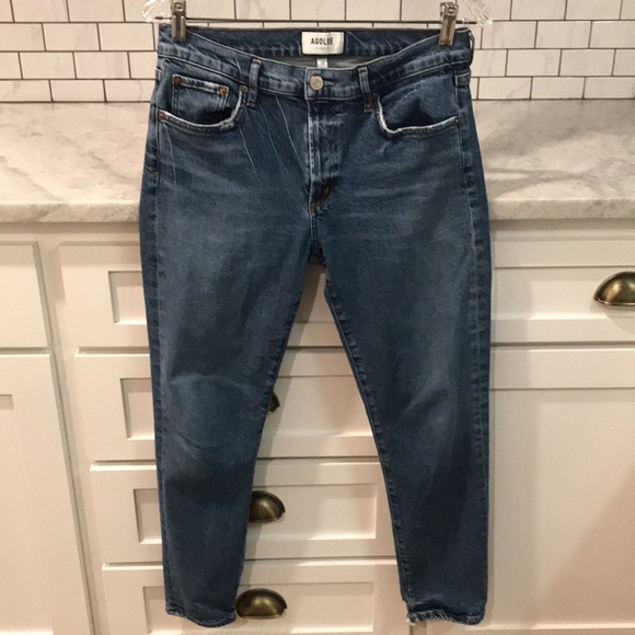 Agolde Jeans Womens 28 Blue Toni Medium Wash Relaxed Boho Ankle High Rise Hippie - Picture 1 of 9